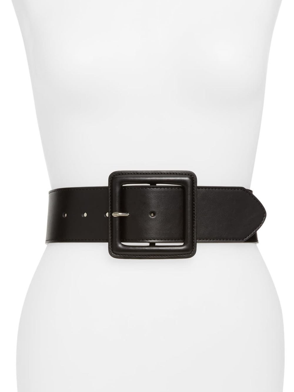 Halogen x Atlantic Pacific Covered Buckle (Smooth) Stretch Belt - Black
